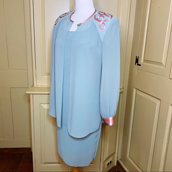 Vintage dress SET 60s 70s PATRA sz S/M Petite embroidery rhinestone silk wedding - Picture 12 of 17